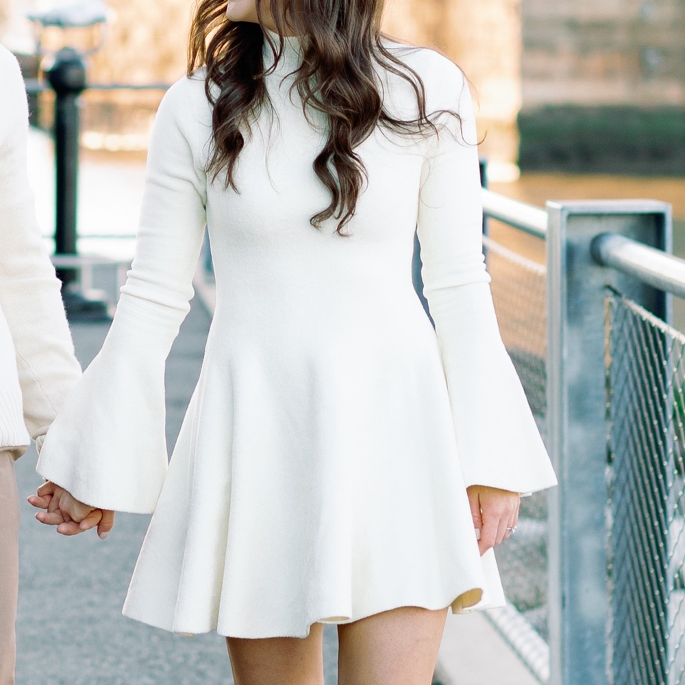 Ronny Kobo Bell-Sleeve Mock-Neck Mini Dress - Picture 1 of 4